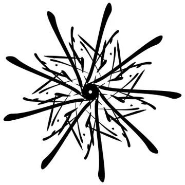 Circular design with distortion effect. Abstract monochrome element on white. Stock Illustration