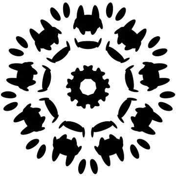 Circular design with distortion effect. Abstract monochrome element on white. Illustrazione stock