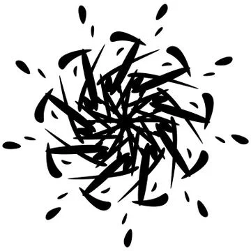 Circular design with distortion effect. Abstract monochrome element on white. Stock Illustration