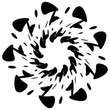 Circular design with distortion effect. Abstract monochrome element on white. 스톡 일러스트