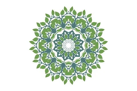 A circular design featuring vibrant green leaves arranged harmoniously Иллюстрация
