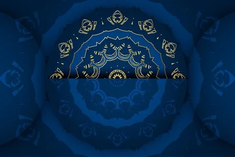 A circular design set against a blue and gold background, creating Stock Illustration
