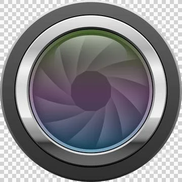 Circular device with an adjustable iris used to control the amount of light.. Stock Illustration