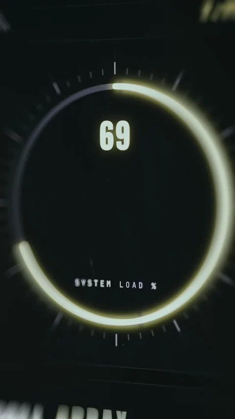 Circular dial showing real-time system load Stock Footage 334951491