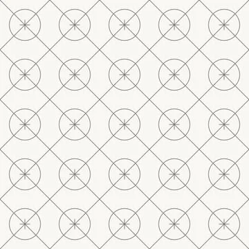 Circular diamond grid pattern, seamless pattern in line design. circle, diamond Stock Illustration