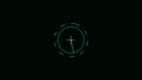 A circular digital interface graphic featuring neon green and blue lines Vídeos de archivo 338310395