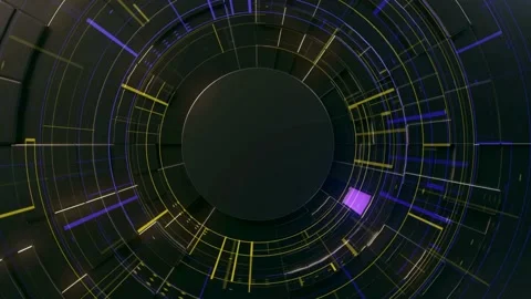 Circular Digital Pattern with Radiating Lines for Tech Background Stock Footage 308274039