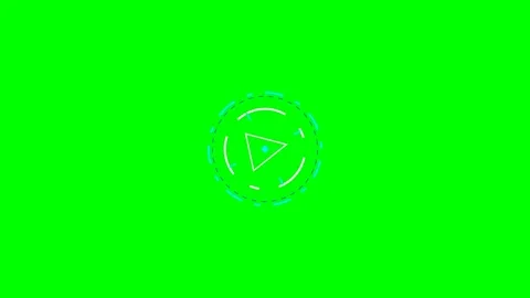A circular digital play button icon centered on a bright chroma green screen Stock Footage 340900765