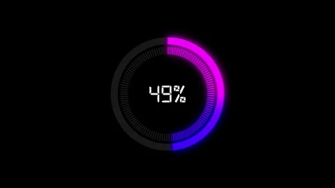 Circular digital progress bar loading with purple and blue glow Stock Footage 339980367