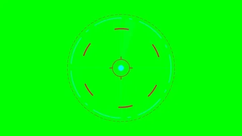 A circular digital radar target interface on a vibrant green screen backgroun Stock Footage 340266421