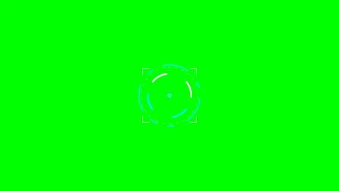 A circular digital scanning interface overlay on a bright green background Stock Footage 340266836