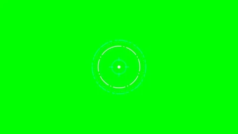 A circular digital targeting reticle graphic against a solid green background Stock Footage 340264911