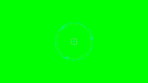 A circular digital targeting reticle graphic against a solid green background 스톡 동영상 340904845