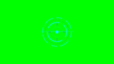 A circular digital targeting sight graphic isolated on a bright green backg.. Video stock 340266718