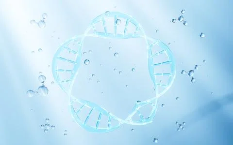 Circular DNA and molecular structure, skincare and biomedical concept, 3d r.. Stock Illustration