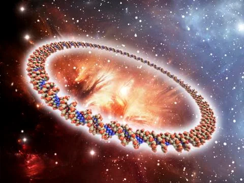 Circular DNA molecule; space artwork Stock Illustration