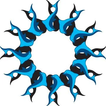 Circular Dolphin Pattern Design - Marine Life Art Stock Illustration