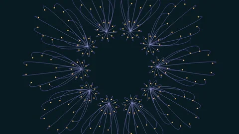 Circular dots and lines spiral pattern in symmetrical design Stock-Footage 311600111