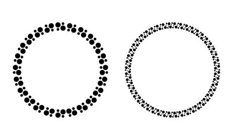 Circular dotted frame borders set for decorative round design Stock Illustration