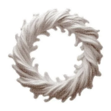 Circular dotted frame. Circle border with halftone effect. Modern faded 3d swirl Illustrazione stock