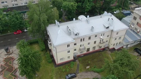 Circular drone flight over Podolsk housing Stock Footage 327752028