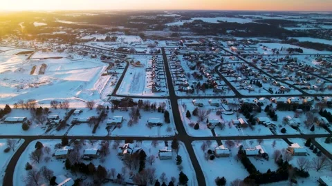 Circular Drone Midwest Housing Development in the Winter Stock Footage 229655487
