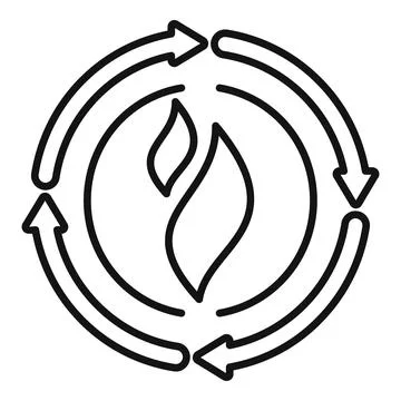 Circular eco flame icon with arrows Stock Illustration
