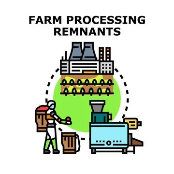 Circular economy concept for farm processing remnants Stock Illustration