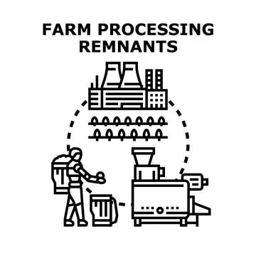 Circular economy concept for farm processing remnants Stock Illustration