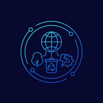Circular economy icon, linear design Stock Illustration
