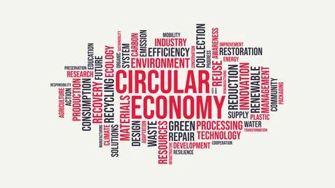 Circular Economy Word Cloud Typography Vector Concept Иллюстрация