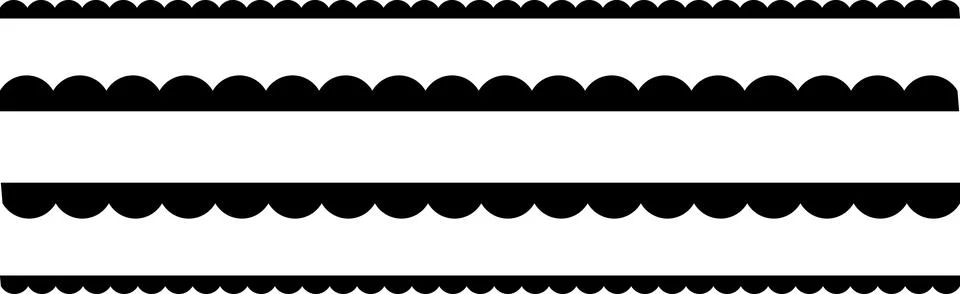 Circular edge seamless shape set, scalloped border. Seamless vector marine wave イラスト素材