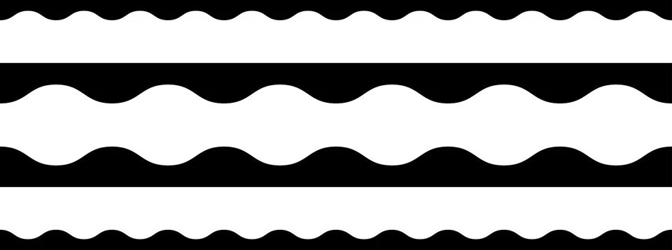Circular edge seamless shape set, scalloped border. Seamless vector marine wave イラスト素材