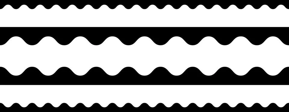Circular edge seamless shape set, scalloped border. Seamless vector marine wave イラスト素材