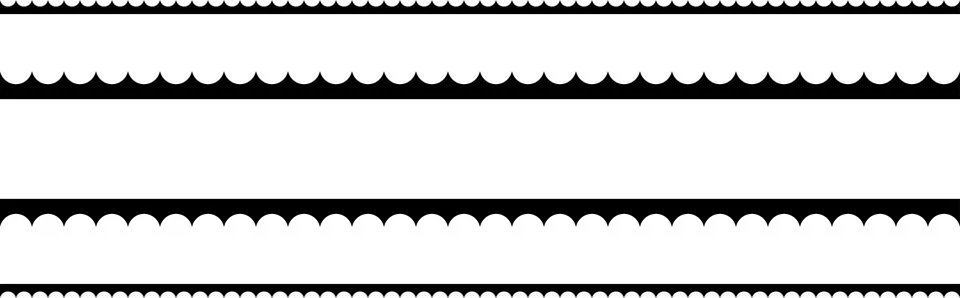 Circular edge seamless shape set, scalloped border. Seamless vector marine wave イラスト素材
