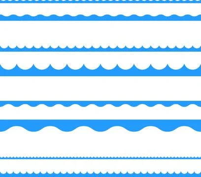 Circular edge seamless shape set, scalloped border. Seamless vector marine wave イラスト素材