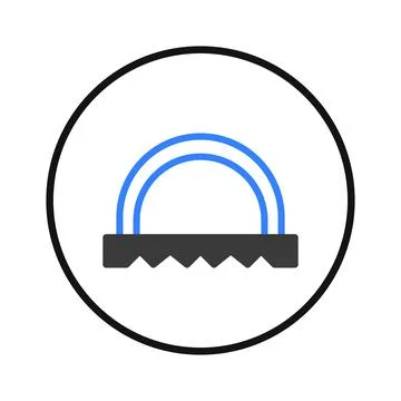 Circular element design featuring a serrated base supporting dual arched li.. Stock Illustration