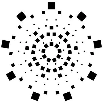 Circular element made of squares. Squares rotating. Abstract monochrome desig Stock-Illustration