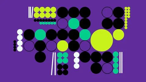 Circular elements on purple background 库存插图