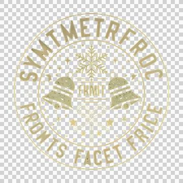 Circular emblem with bells snowflake and text for winter holiday and christ.. Illustrazione stock