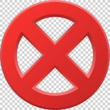 Circular emblem with a bold red X, simple design suggesting crossing, prohi.. Stock Illustration