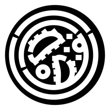 Circular emblem design with abstract mechanical components Stock Illustration