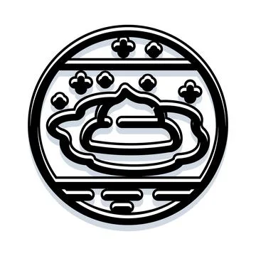 Circular emblem design with stylized mosque dome and decorations Stock Illustration