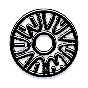 Circular emblem design with tribal abstract symbolism Stock Illustration