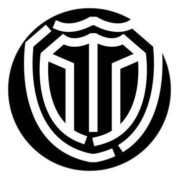 Circular emblem displaying layered geometric monogram design Stock Illustration