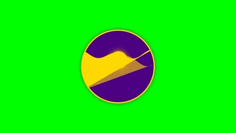 A circular emblem featuring a yellow mountain silhouette on a purple field Stock Footage 340266612
