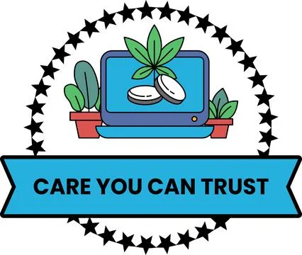 Circular emblem with stars frames a laptop Stock Illustration