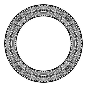 Circular ethnic patterned frame. Traditional round Turkic ornament. Oriental  Illustrazione stock
