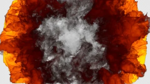 Circular explosion followed by burning Stock Footage 212331821