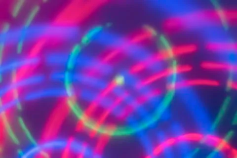 Circular exposure neon lights texture. Abstract background. Stock Photos